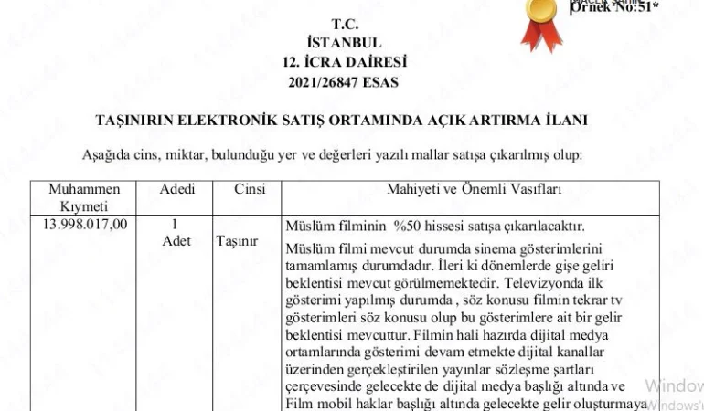 Sinema Dünyasında Şok: Müslüm İcraya Verildi